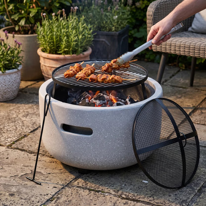 Omega 1 Outdoor Fire Pit and BBQ Grill – Lightweight 40 x 43 x 43 cm Portable Camping and Garden Grill for Outdoor Cooking and Grilling