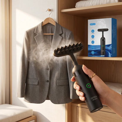 DIGITPLUS OLD Buffalo DP-IB02 Handheld Steam Brush – Black | Fine Atomization | 360° Rotatable Two-in-One Clothes Scenting & Hair Drying