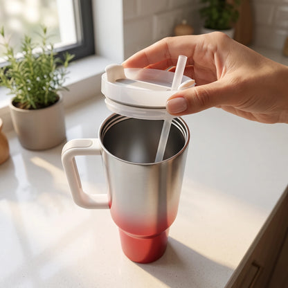 Steel Cylindrical Handled Countertop Vessel – 27cm Height | 10cm Plastic Cap | 8cm Base | Plastic Handle