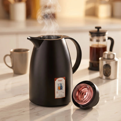 Regal Stainless Steel Vacuum Flask 1.5 Liters – Leak Proof | 12 Hours Hot, 24 Hours Cold | Pink Glass Refill for Tea and Coffee - Matte Black - Image 3