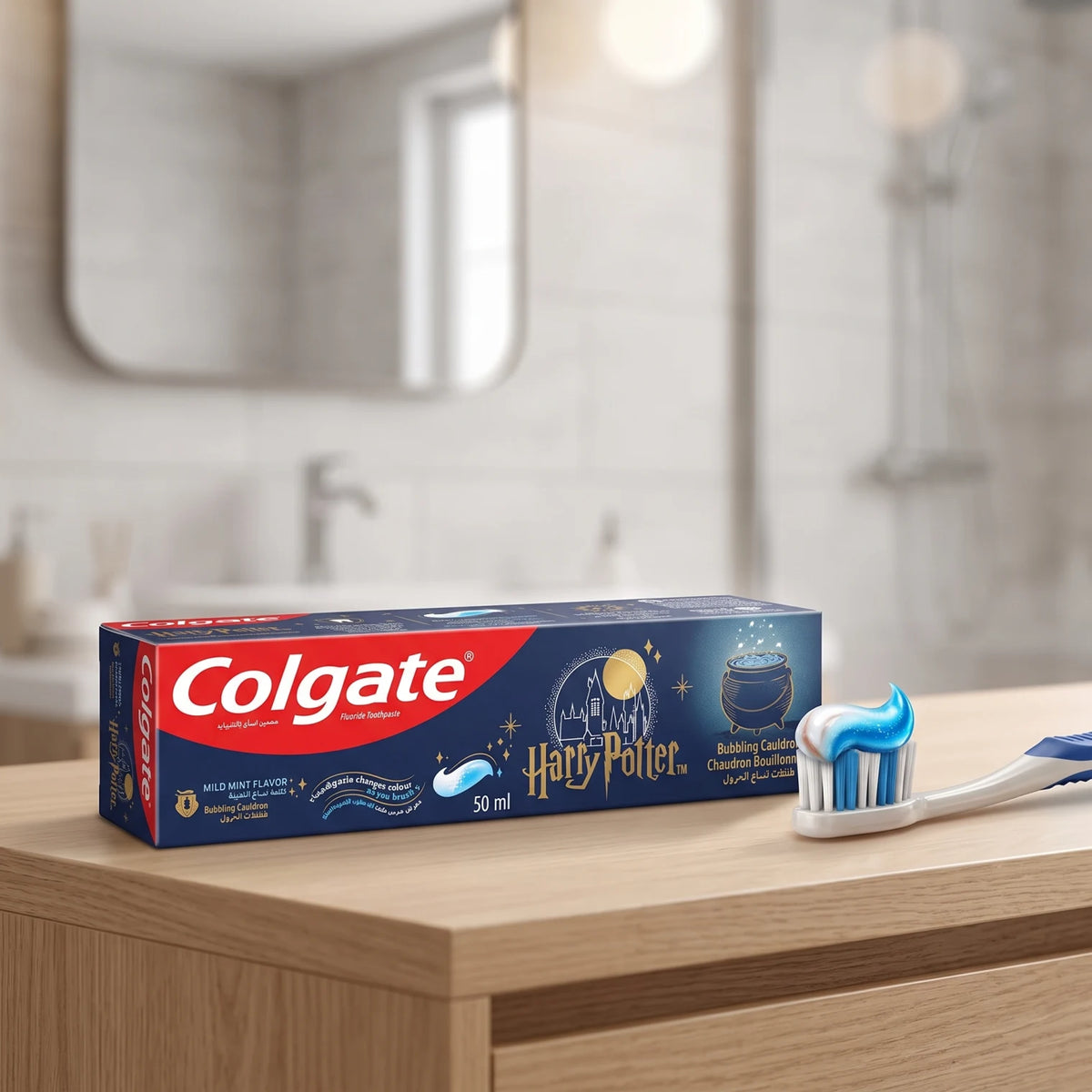 Colgate Harry Potter Mild Mint Fluoride Toothpaste 50 ml | Bubbling Cauldron | Colour-Changing Toothpaste