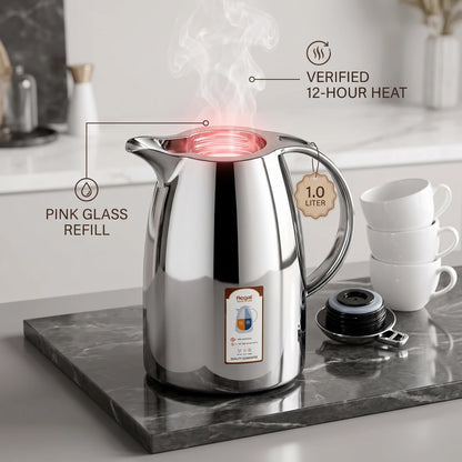 Regal Stainless Steel Vacuum Flask – Mirror Finish Chrome | 12-Hour Hot, 24-Hour Cold Tea & Coffee Server - Silver / 1.0 Liter - Image 3