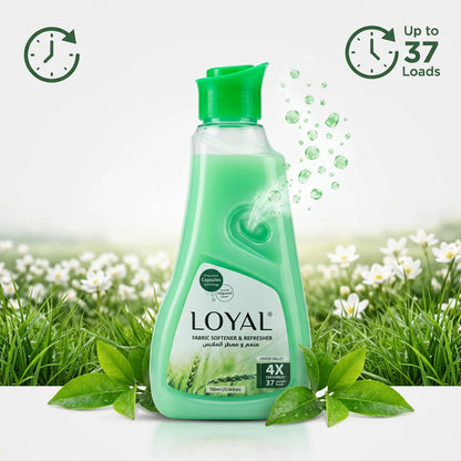 LOYAL Fabric Softener & Refresher Green Valley 750ml | Fragrance Capsules Technology | 4X Freshness | Up to 37 Loads