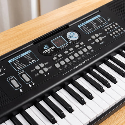 BIGFUN ELECTRONIC PIANO BF-700 – 61-Key Black Keyboard | 10 Rhythms, 16 Tones, Display, Speakers & Demo, Recording and Tempo Controls