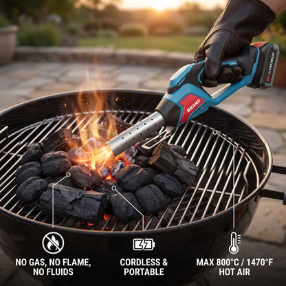 LITHIUMION 20V Cordless Charcoal Lighter – Handheld Fire Starter with Long Vented Attachment and Power Control