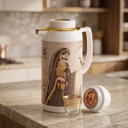 SIMBA MKUBWA Vaccum Jug 1.0 Liters – Leak Proof Tea and Coffee Flask with Arabic Women Heritage Artwork