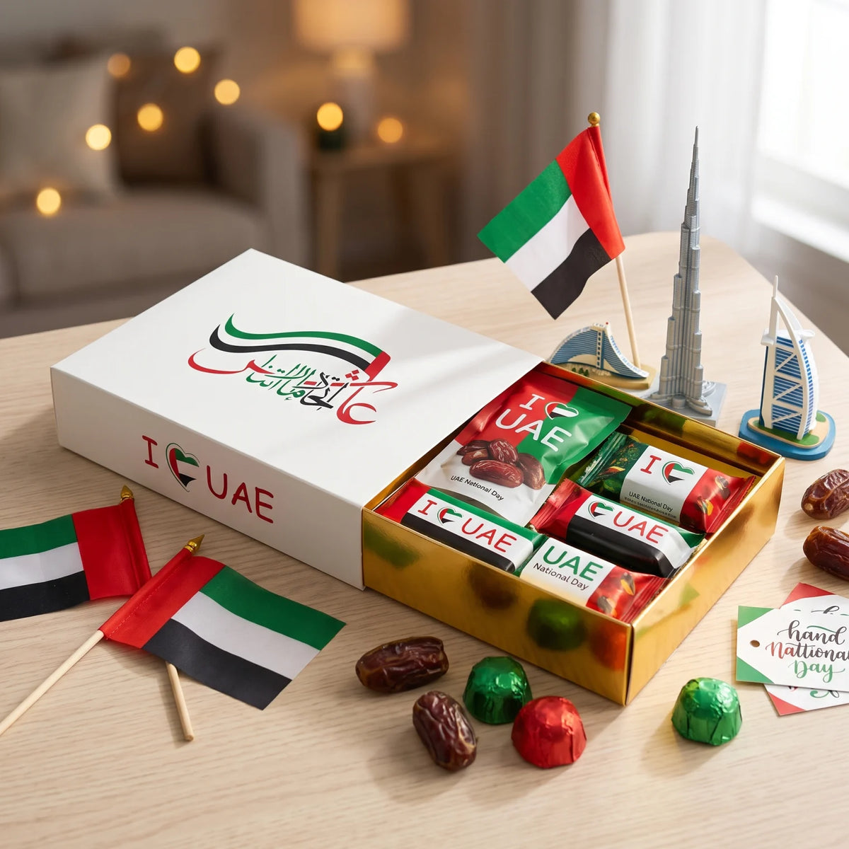 UAE national day Empty Thick Paper Box for Chocolate, Candy and Gifts | Gift Packaging Box for Celebrations