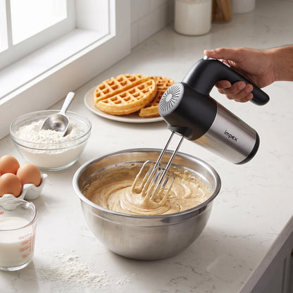 IMPEX HM 3302 Hand Mixer – Black and Silver, 5-Speed Precision Control, High-Durability Motor, Ergonomic Design for Easy Mixing and Multi-Tasking