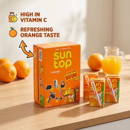 Sun Top Orange Juice 18 x 125 g Pack | Orange Flavour Drink Cartons with Vitamin C | Convenient Juice Portions for Everyday Enjoyment