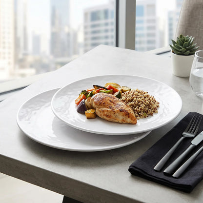 Elite Melamine 11 Inches Dinner Plate – White Round Serving Plate with Raised Rim and Plain Design for Everyday Dining