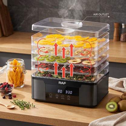 RAF Dried Fruit Machine R.6801 – 350W Food Dehydrator | Five-Layer Tray | Quick Drying | Adjustable Temperature | Digital Controls