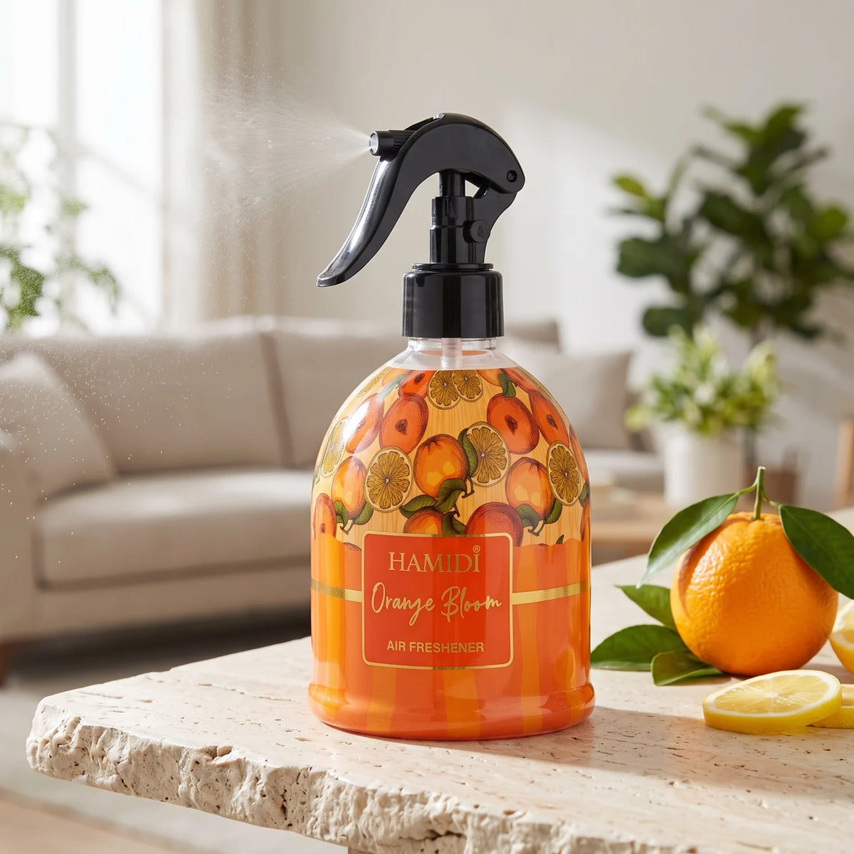HANDI Orange Bloom Air Freshener Spray – 500 ML | Orange Citrus Scent with Trigger Spray Dispenser