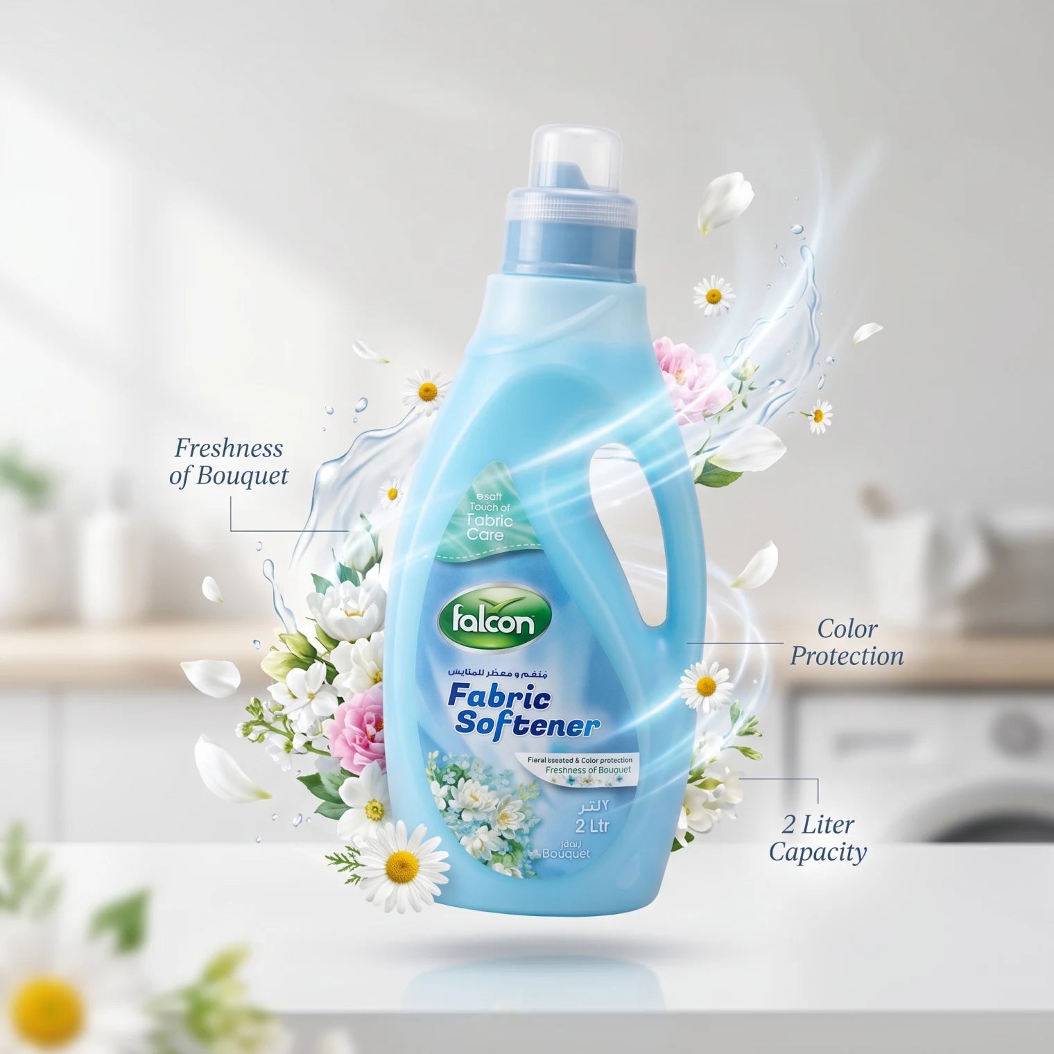 Falcon Fabric Softener – 2 Liters, Bouqet Flavour | Floral Scent, Color Protection and Fabric Care