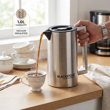Black stone vacuum flask – 1 Liter | Handle, Spout and Fitted Lid