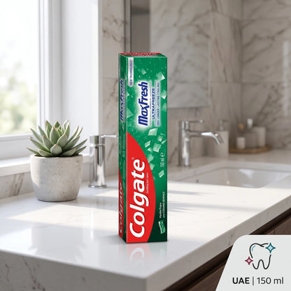 Colgate MaxFresh Menthe Propre Toothpaste 150 ml – Anti-Caries Formula with UltraFreeze Technology and Refreshing Crystals