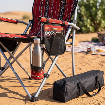 Heavy-Duty Foldable Camping Chair Sadu Design – 97 x 52 x 54 cm | Carry Bag, Cup Holder, Armrests and Side Pocket for Outdoor Picnics