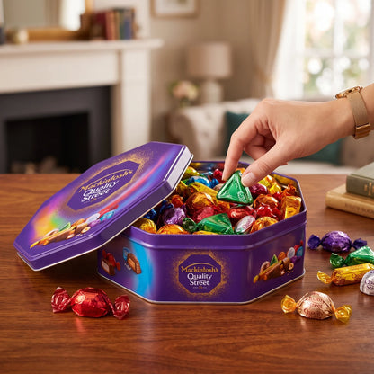 Mackintosh's Quality Street Assorted Chocolates – Decorative Purple Metal Tin with Individually Wrapped Confectionery