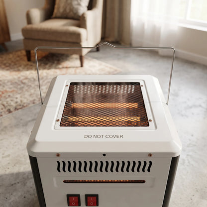 QUARTZ HEATER with Dual Tubes, Protective Mesh Panels, Rocker Switches and Carry Handle