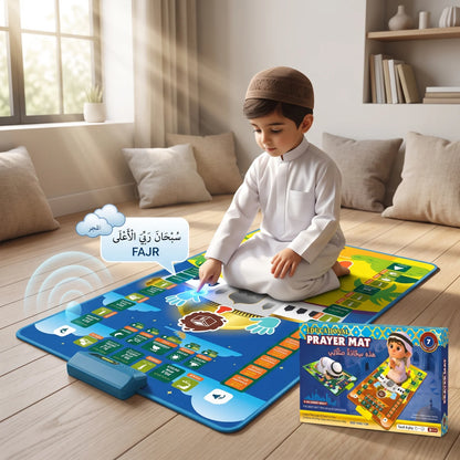 PRAYER MAT – 118 CM x 71 CM | Interactive Educational Children’s Prayer Mat with Touch & Play, 7 Speaking Languages and Salah Learning Activities