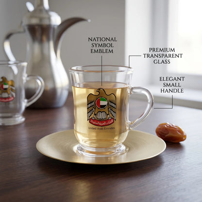 UAE National Glass Tea Cups Set – 6 Pieces with United Arab Emirates Symbol