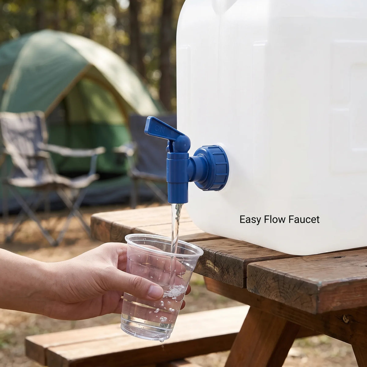 Portable Plastic Water Container With Faucet, 23L – Outdoor Camping Water Storage Tank with Tap, Carrying Handle, Screw-Top Opening, 40 x 25 x 34cm