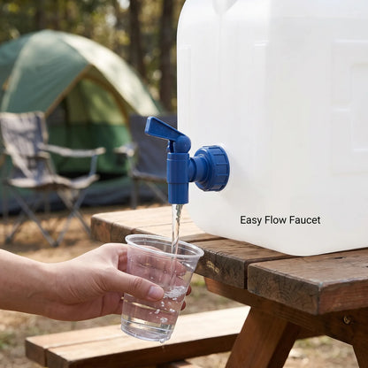Portable Plastic Water Container With Faucet, 23L – Outdoor Camping Water Storage Tank with Tap, Carrying Handle, Screw-Top Opening, 40 x 25 x 34cm