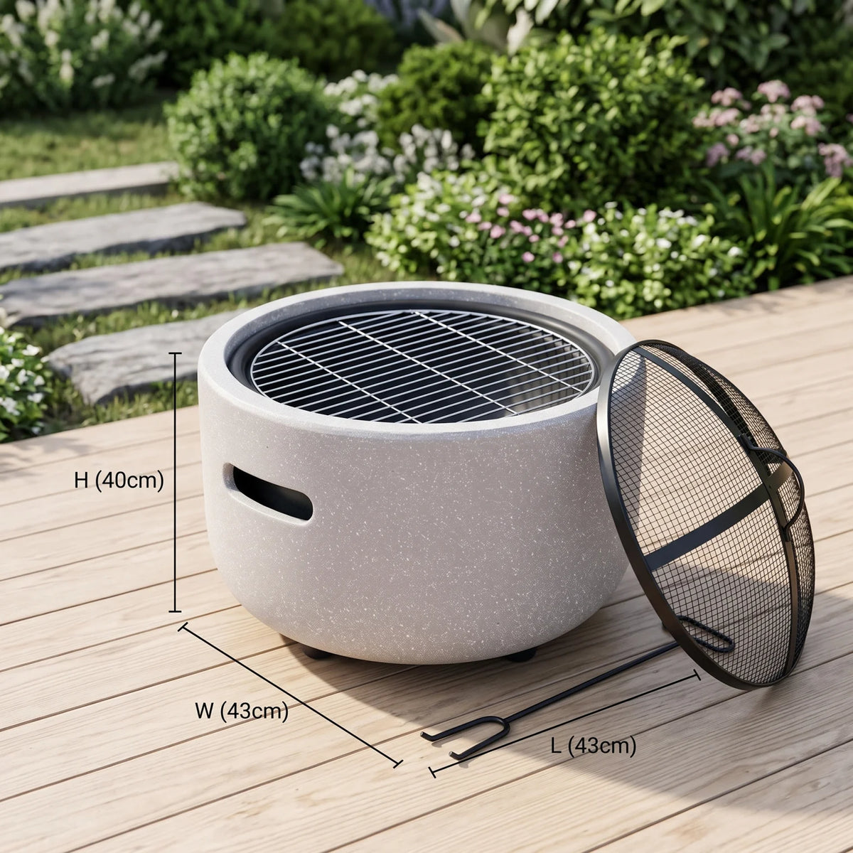 Omega 1 Outdoor Fire Pit and BBQ Grill – Lightweight 40 x 43 x 43 cm Portable Camping and Garden Grill for Outdoor Cooking and Grilling