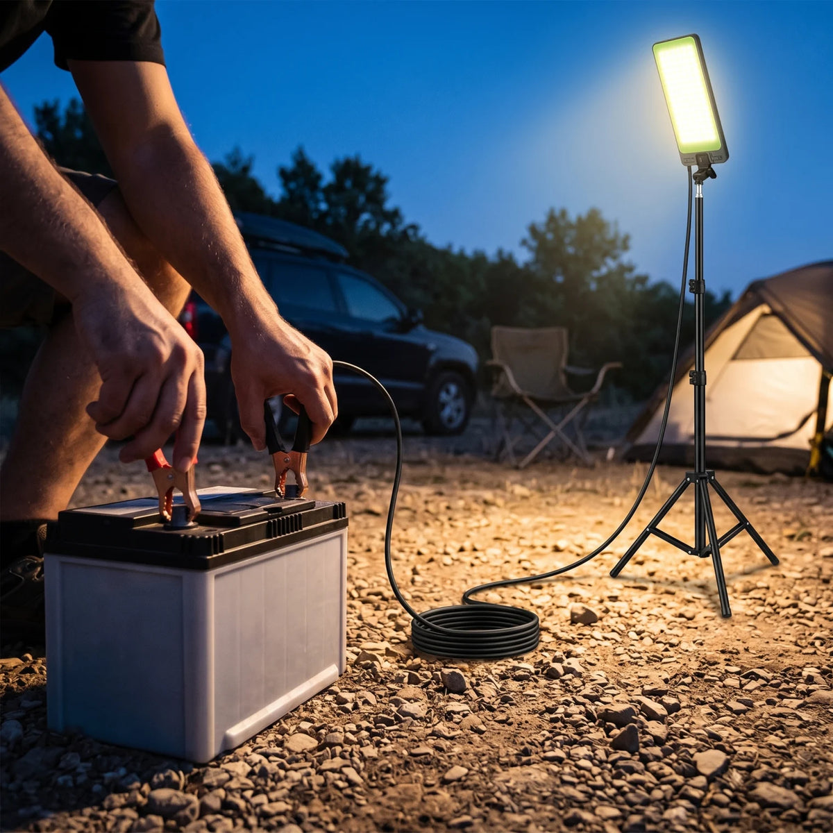 Jiham outdoor multifunction lamp – 800W DC12V Portable Standing LED Light with Tripod Stand for Fishing, Parties, Barbecues, Emergencies and Travel