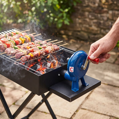 Foldable Charcoal BBQ Grill with Blower Fan – Small & Medium Sizes | Black Metal Outdoor Barbecue for Camping, Tailgating and Backyard Cooking - Medium - Image 4
