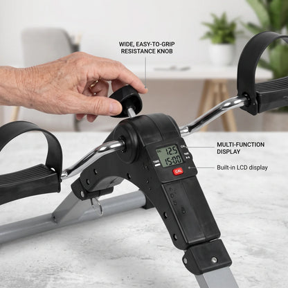 Arm and Leg Pedal Exerciser – 22 x 16 x 13 in | Variable Resistance | Multi-Function Display | Foldable Low-Impact Cardio Trainer