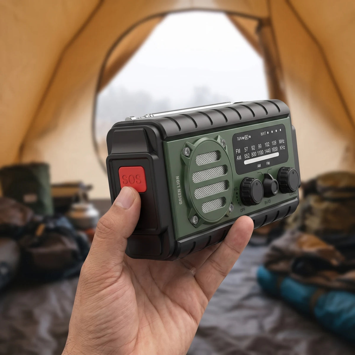 GREEN LION G-RADIO 20000mAh Emergency Radio, Power Bank & Flashlight | Solar Panel, Hand Crank, IPX6 Water Resistance, SOS Alarm, Reading Lamp