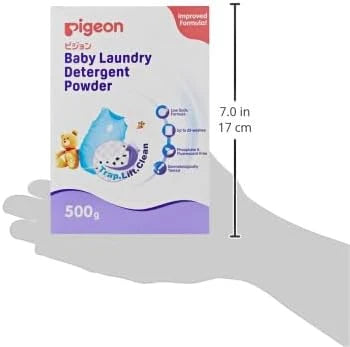 Pigeon Baby Laundry Detergent Powder 500g – Gentle on Baby’s Skin, Color Safe, Phosphate & Fluorescent Free, Kills 99.99% Bacteria, Tough on Stains, Safe & Hypoallergenic - Damoo