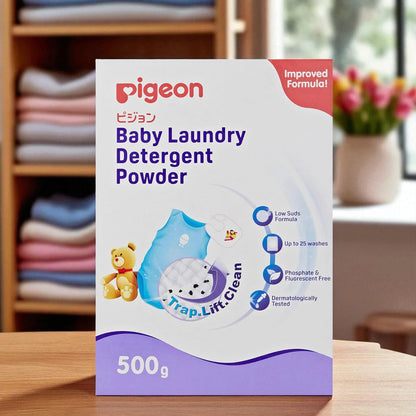 Pigeon Baby Laundry Detergent Powder 500g – Gentle on Baby’s Skin, Color Safe, Phosphate & Fluorescent Free, Kills 99.99% Bacteria, Tough on Stains, Safe & Hypoallergenic - Damoo