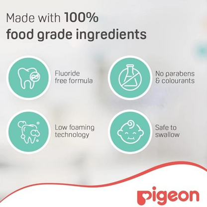 Pigeon Baby Tooth Gel 45g – Grape Flavor | 1000ppm Fluoride, Paraben-Free, Low Foaming, Safe to Swallow, Food Grade Ingredients - Damoo