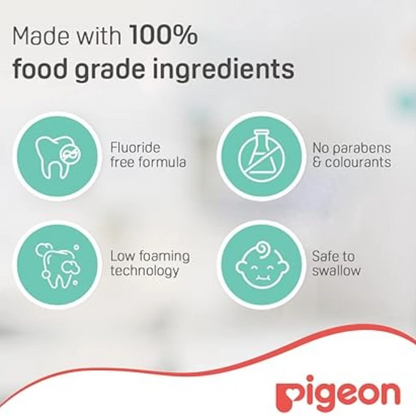 Pigeon Baby Tooth Gel – Natural Flavor, 45g | Fluoride Toothpaste with Food-Grade Ingredients, SLS & Paraben Free, Low Foaming, Enamel Protection for Babies and Toddlers - Damoo