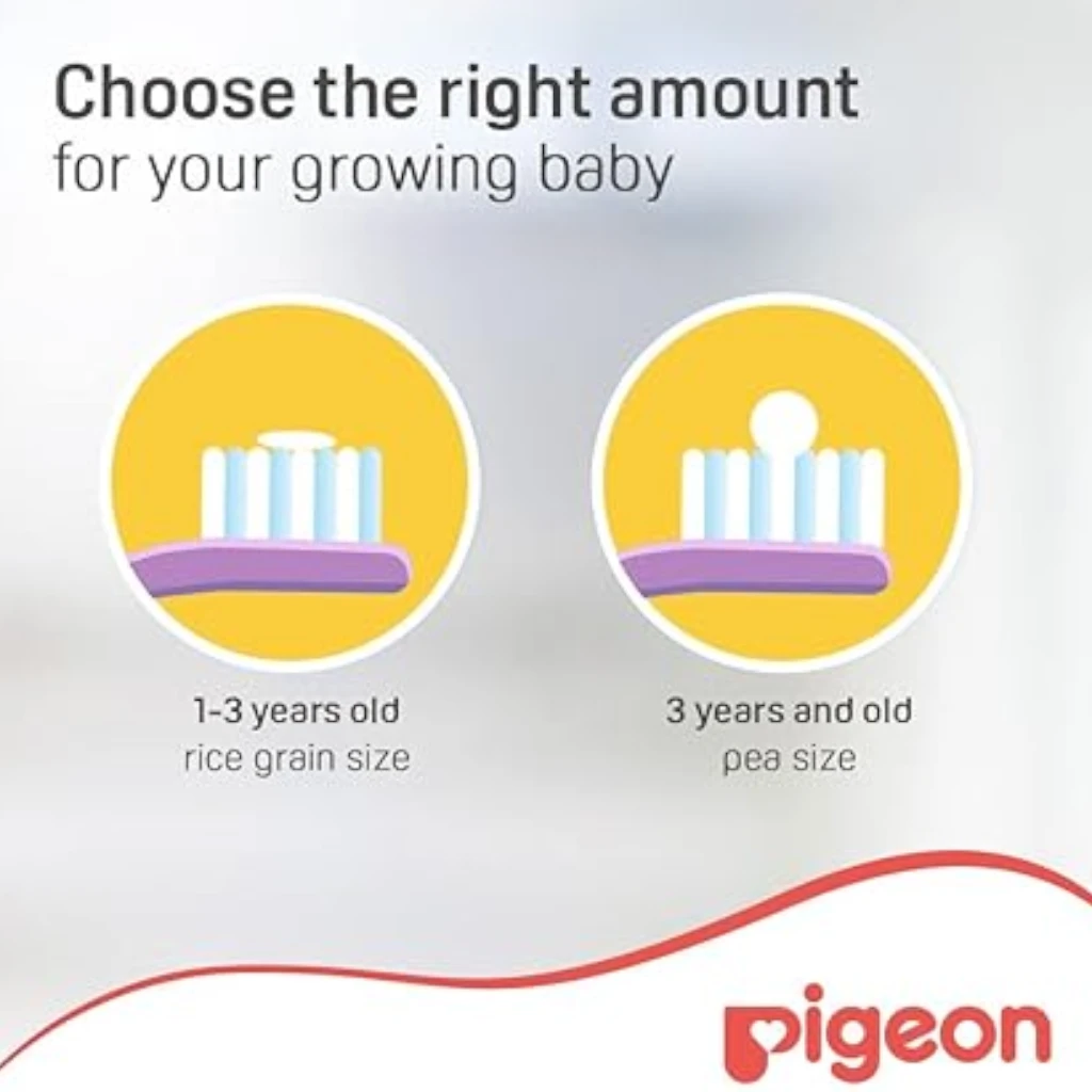 Pigeon Baby Tooth Gel – Natural Flavor, 45g | Fluoride Toothpaste with Food-Grade Ingredients, SLS & Paraben Free, Low Foaming, Enamel Protection for Babies and Toddlers - Damoo