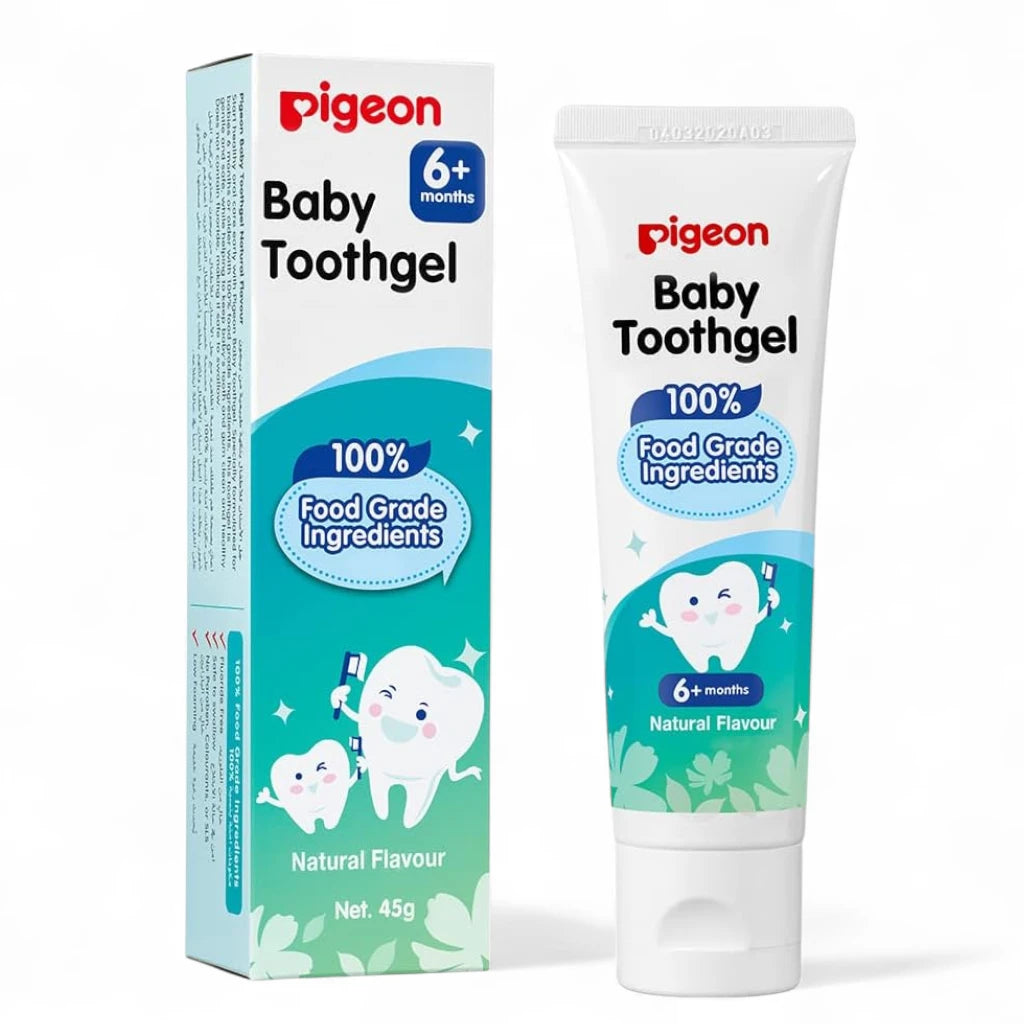 Pigeon Baby Tooth Gel – Natural Flavor, 45g | Fluoride Toothpaste with Food-Grade Ingredients, SLS & Paraben Free, Low Foaming, Enamel Protection for Babies and Toddlers - Damoo