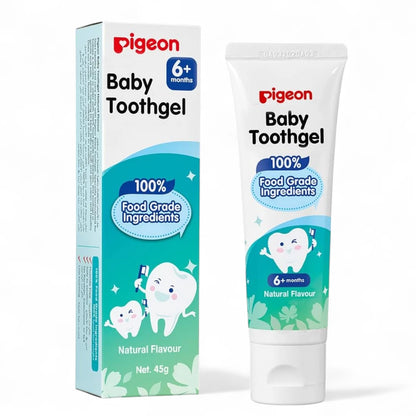 Pigeon Baby Tooth Gel – Natural Flavor, 45g | Fluoride Toothpaste with Food-Grade Ingredients, SLS & Paraben Free, Low Foaming, Enamel Protection for Babies and Toddlers - Damoo