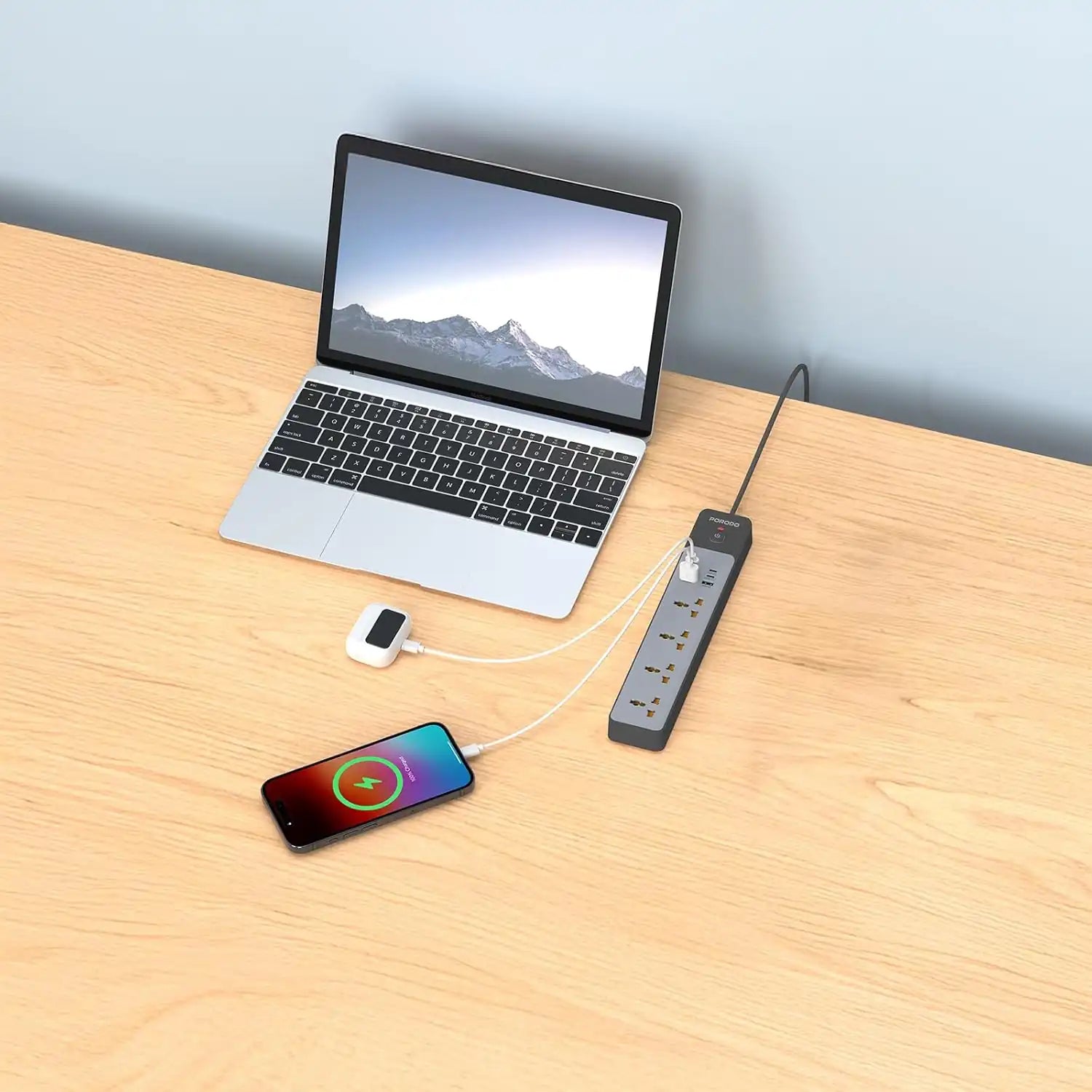 Porodo 4AC Power Strip – 3000W Rated Power, 65W Total Fast Charging, 4 Sockets, USB-A & USB-C PD Ports, 3M UK Plug Cord, Built-in Safeguards & Safety Switch - Damoo