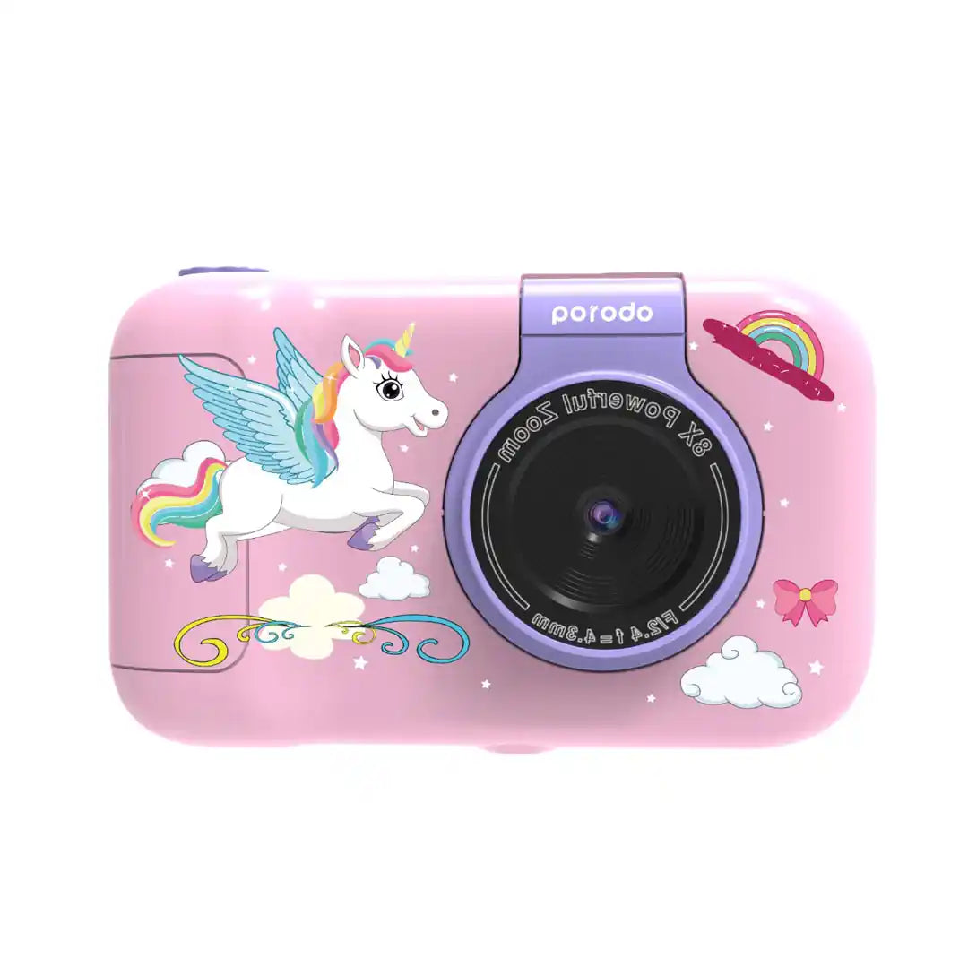 Porodo Kids Flip Digital Camera with Tripod, 2.4" Screen, 1000mAh Battery, Type-C Charging – Fun & Creative Photography for Children - Damoo