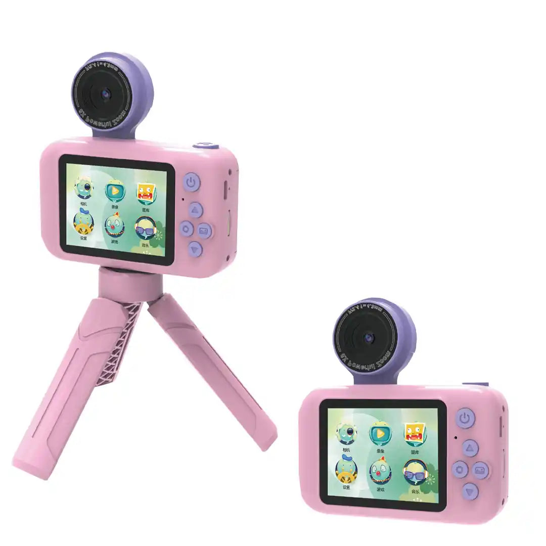 Porodo Kids Flip Digital Camera with Tripod, 2.4" Screen, 1000mAh Battery, Type-C Charging – Fun & Creative Photography for Children - Damoo