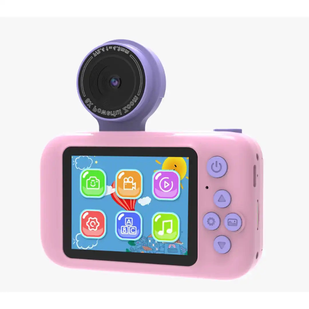 Porodo Kids Flip Digital Camera with Tripod, 2.4" Screen, 1000mAh Battery, Type-C Charging – Fun & Creative Photography for Children - Damoo