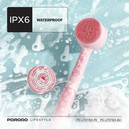 Porodo Lifestyle Kids Electric Bath Brush – 3 Soft Brush Heads, 2-Speed Modes, 1200mAh Rechargeable Battery, Type-C Charging, IPX6 Waterproof, Gentle for Sensitive Skin - Damoo