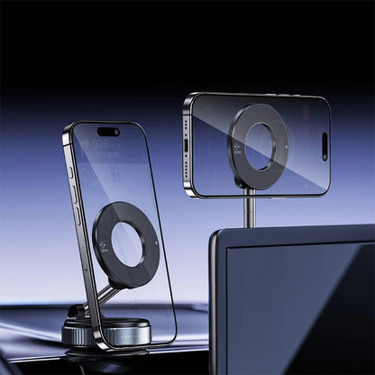 Porodo Vacuseal MagSafe Car Mount, N52 Magnetic Phone Holder with Rotate-Lock, Adjustable 360° View, Strong Suction, One-Hand Operation – for iPhone 15/14/13/12 Series - Damoo