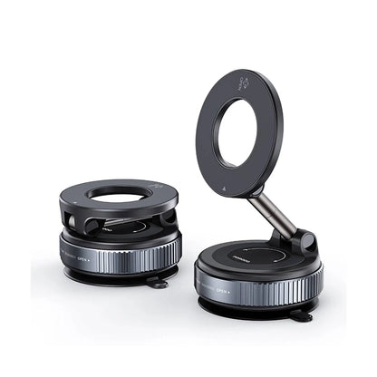 Porodo Vacuseal MagSafe Car Mount, N52 Magnetic Phone Holder with Rotate-Lock, Adjustable 360° View, Strong Suction, One-Hand Operation – for iPhone 15/14/13/12 Series - Damoo