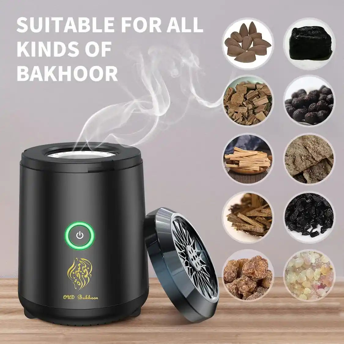 Portable Electric Bakhoor Burner – USB Rechargeable Mini Aroma Diffuser for Car, Home, Office – Safe & Silent Oud Incense Burner - Damoo
