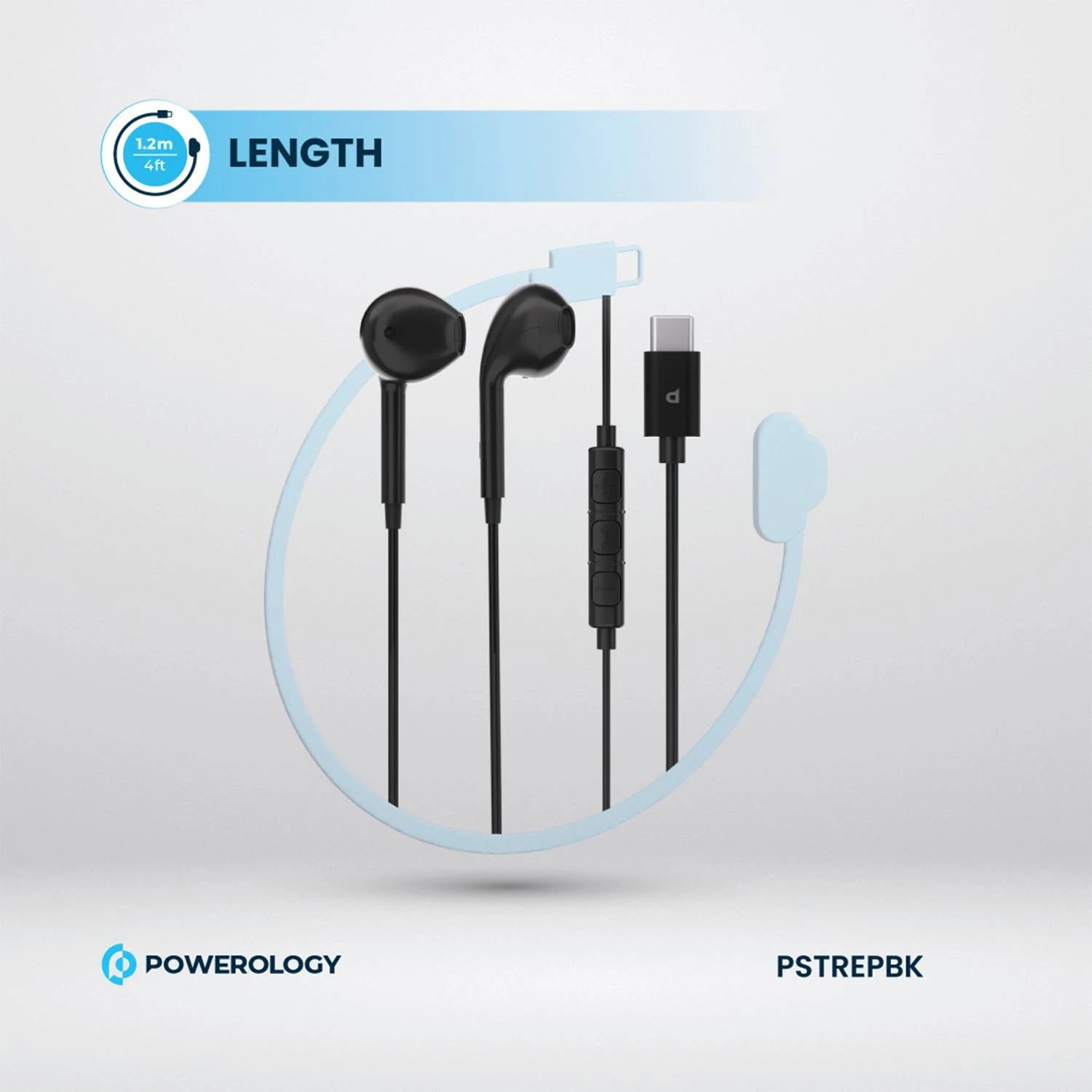 Powerology Type-C Stereo Earphones (1.2m) – HD Sound, Comfortable Fit, Compatible with All USB-C Devices including iPhone 15 Series - Damoo