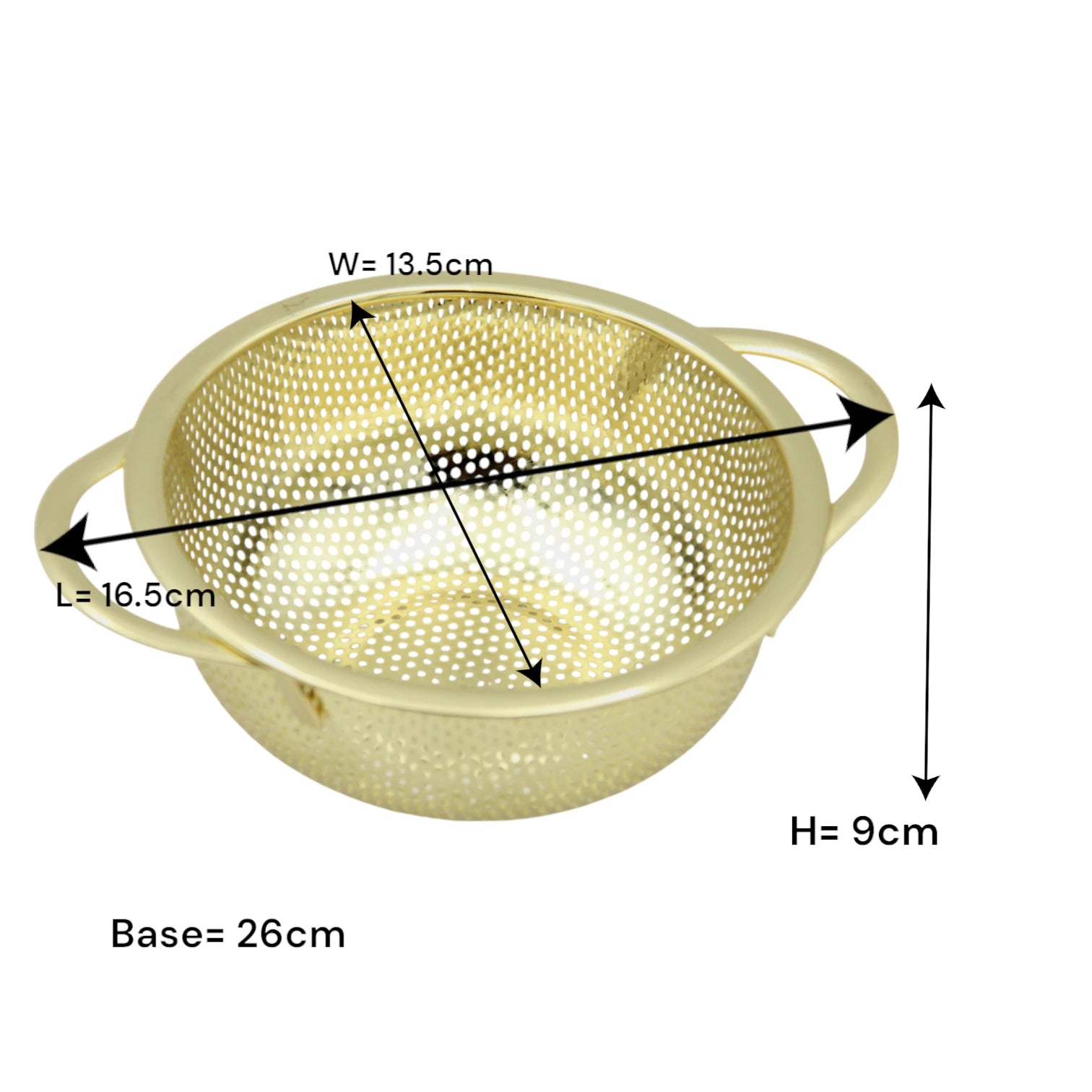 Premium Golden Stainless Steel Food Colander with Handles & Lid – Elegant Strainer for Washing Rice, Pasta, Vegetables & Fruits – Perforated Drain Bowl with Base Plate - Damoo