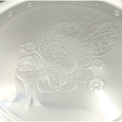 Premium Stainless Steel Round Dinner Plate with Engraved Floral Design – Rust-Resistant, Mirror Finish, 13 Inch Serving Thali for Home & Restaurant Use - Damoo