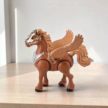 Iron Warrior Horse Toy with Light & Sound, Electronic Knight Horse Figure with Weapons, Interactive Music Toy for Kids 3+ - Damoo